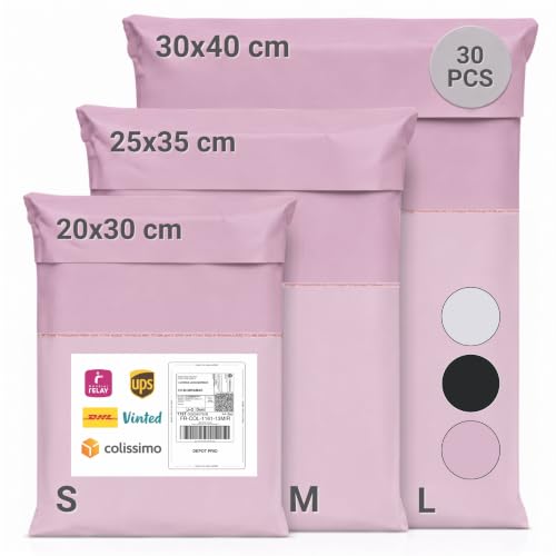 Zenacasa Versandtaschen Plastik 30 Stk (S/M/L) - Versandbeutel Wasserdicht