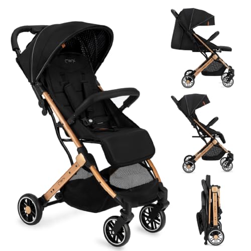 MoMi ESTELLE Reise Buggy Klein Zusammenklappbar - Kinderwagen Klappbar für Kinder bis 15kg ab 6 Monaten - Reisebuggy mit Liegefunktion - Kinderbuggy Leicht 7,5kg - 5-Punkt-Sicherheitsgurt