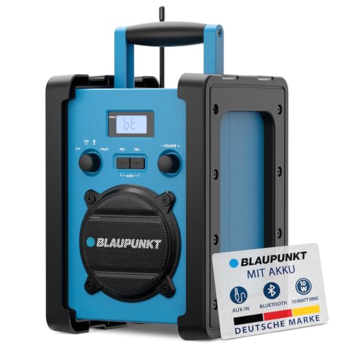 Blaupunkt BSR 30, Baustellenradio, DAB+ Digitalradio, Bluetooth, Robustes Akku-Radio, IP44 Schutz, AUX Wiedergabe, tragbares Baustellen Radio für Werkstatt & Outdoor