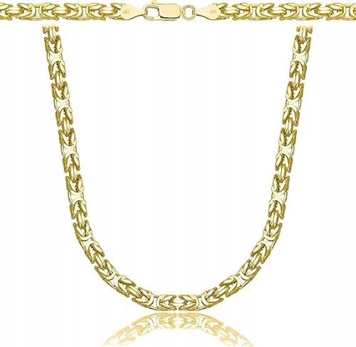 AMAR PRAGNA königskette ketten für herren gold 925/585 14k, kette herren - halskette herren, panzerkette herren 925 silber mit gold 14k - herren schmuck, italienische Qualität,Breite 4,5 mm