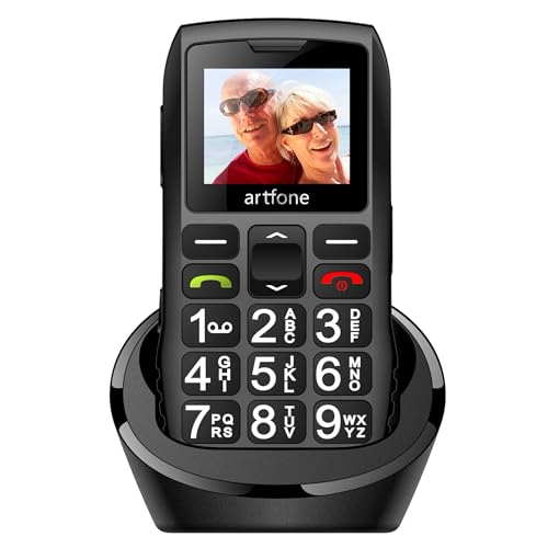 artfone C1+ Seniorenhandy ohne Vertrag | Dual SIM mit Notruftaste | Lange Standby-Zeit | Großtastenhandy mit Ladestation | Mobile Rentner Handy