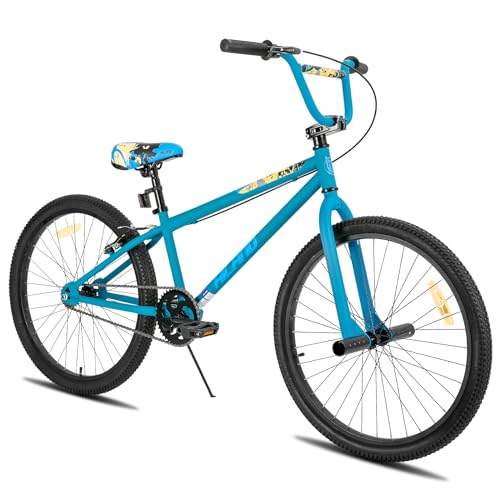 Hiland 26 Zoll BMX Fahrrad für Jungen und Mädchen, Freestyle BMX Fahrrad für Herren Damen Blau