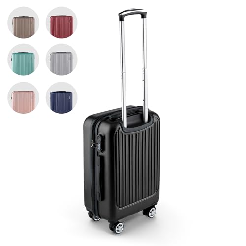 Easy Move ABS Hartschalenkoffer - Ergonomisch & Sicher - Kleiner Trolley Koffer mit 360° Rädern, Zahlen-Schloss - Rollkoffer, Reisekoffer Klein (Schwarz, 54cm)