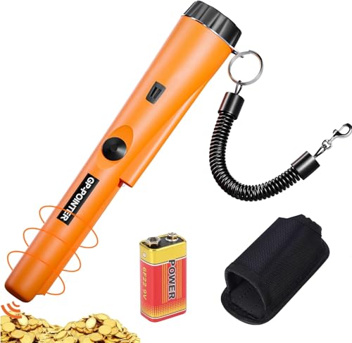 GLOBAL TECH Pinpointer Metalldetektor, Tragbar Metallsuchgerät IP66 Wasserdichter, Klein Metalldetektor mit Holster, LED Indicator und 9V Batterie für Goldsuche, Schmuck, Silber