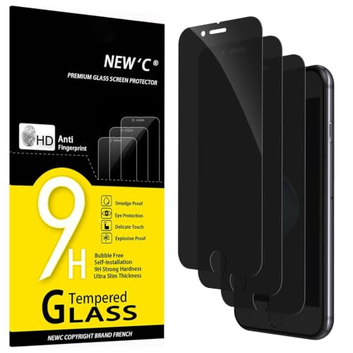 NEW'C 3 Stück, Sichtschutz Panzer Schutz Glas für iPhone 8 Plus, iPhone 7 Plus, Verbesserter 28-Grad-schutzwinkel, Ultra-Haltbare 9H Härte, Blasenfrei