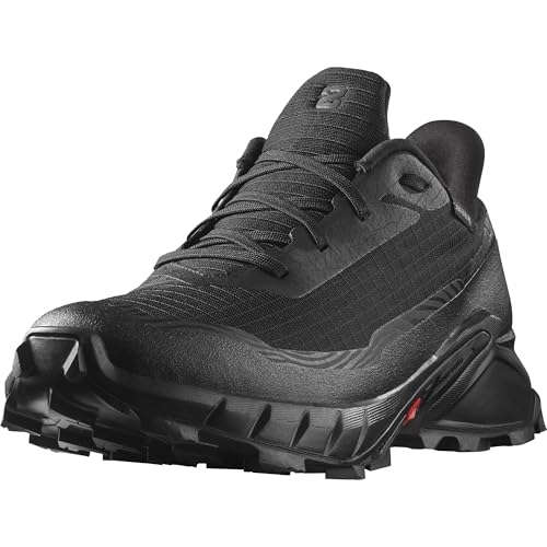 Salomon Alphacross 5 Gore-Tex wasserdichte Herren Trail-Laufschuhe, Starker Grip, Wasser- und Wetterschutz, Anhaltender Komfort, Black, 43 1/3