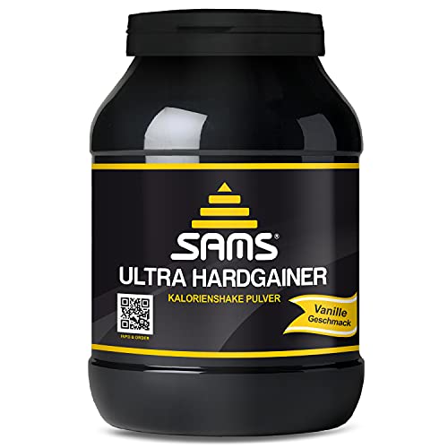 5000 Kalorien pro Tag – Mass Weight Gainer mit Whey Protein Isolat Pulver – Aufbaunahrung für maximale schnelle Gewichtszunahme – Muskelaufbau & Masseaufbau SAMS Ultra Hardgainer (Vanille 1050 g)