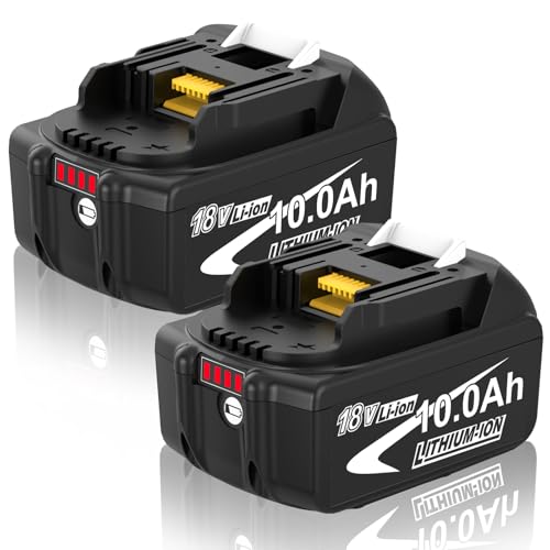 2 Stück 10.0Ah Ersatzakku für Makita Akku 18V LXT BL1850B/BL1860B – Kompatibel mit DC18RD/DC18RC Ladegerät & 18V LXT Geräten wie Bohrmaschinen, Kettensägen, Rasenmähern für Profi-Hand