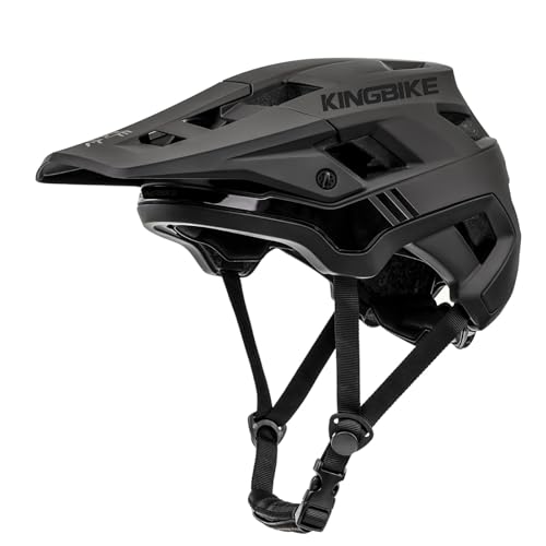 Fahrradhelm Mountainbike Helm Visier Abnehmbar MTB Helme für Herren Damen Erwachsene Jugend (Schwarz, M(55-58CM))
