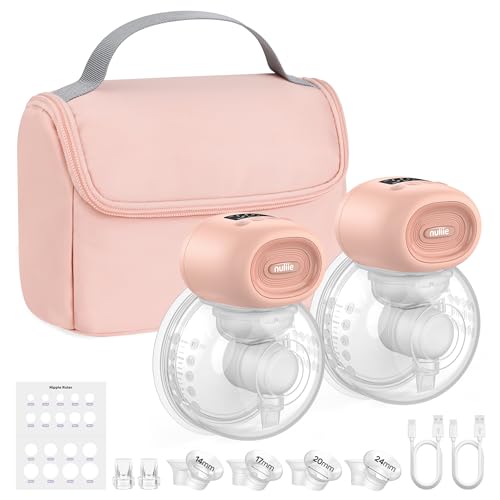 Nuliie Milchpumpe Elektrisch mit Aufbewahrungstasche (2 Packs, Rose)