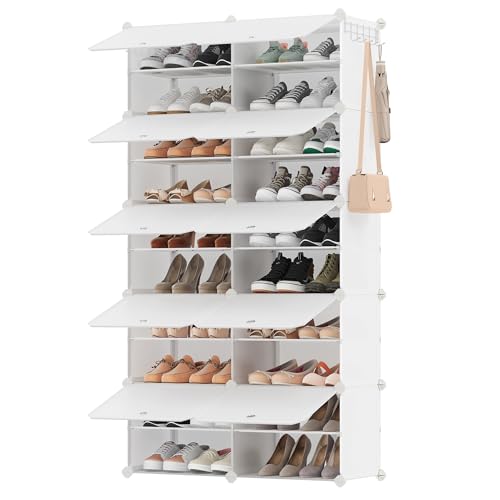SONGMICS Schuhregal, Schuhschrank, für Garderobe und Eingangsbereich, anpassbar, 10 Fächer, für bis zu 40 Paar Schuhe, wolkenweiß LPC035W02