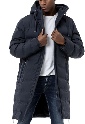 Redbridge Herren Jacke gefütterte Lang geschnittene Steppjacke Bubble Jacket Dunkelblau M