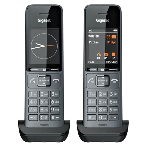 Gigaset Comfort 520HX Duo - 2 DECT-Mobilteile mit Ladeschale - Fritzbox-kompatiel, Schnurloses Telefon für Router & DECT-Basis, titan-schwarz [Kompatibel in DE, IT, FR, NL, BE, CHE, AUT] [Ohne Basis]