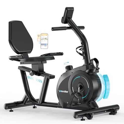 Wenoker Ergometer Liege- Heimtrainer mit Magnetbremse, Pulssensoren und LCD-Display, 16 Widerstandsstufen Bis 160KG, Sitzergometer mit Rückenlehne für Senioren