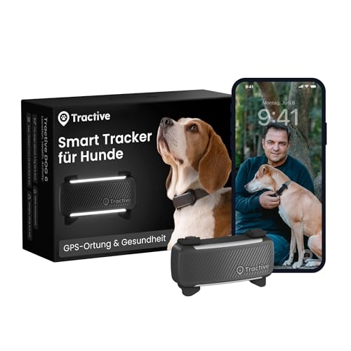 Tractive GPS Tracker Hund | 2025 Edition | Live-Ortung | Weglaufalarm | Aktivitätstracking | Gesundheitswarnungen | Bellverhalten | Empfohlen von Martin Rütter (Schwarz)