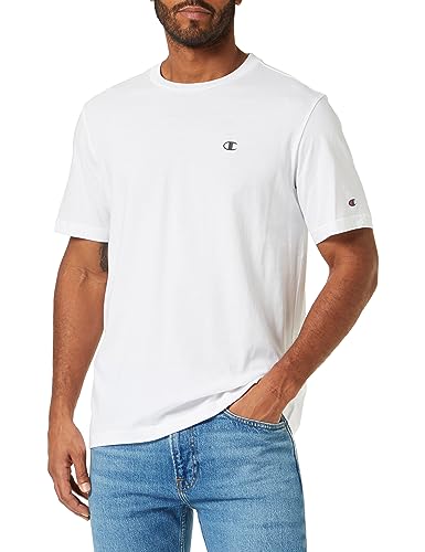 Champion Herren Legacy Basics-S-s Crewneck T-Shirt, Weiß, Medium