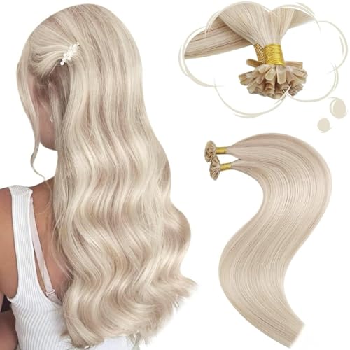 Moresoo Bonding Extension Echthaar Unsichtbar Ascheblond Strähnen 35 cm 40g
