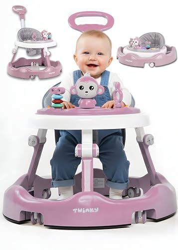 Twinky® Lauflernwagen mit Spielset & Bodenmatte - Robuste 4-fach verstellbare Vorschul-Lauflernhilfe - Ideal als Gehhilfe für die ersten Schritte Ihres Kleinen (Rosa)