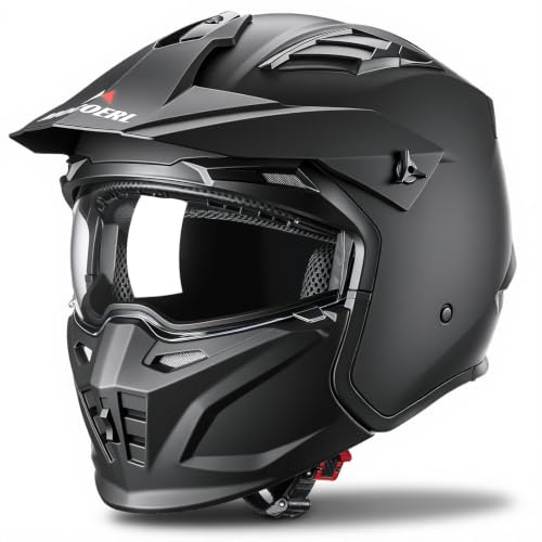 Motorradhelm Klapphelm Integralhelm | Modular Helm | Herren Damen | Mit verstärktem Kinnschutz Doppelvisier | ECE 22.06 Zertifizierung | Mattschwarz (XL)