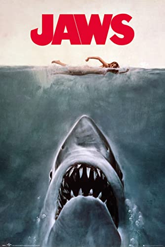 GB eye Jaws Key Art 61 x 91,5 cm / 24,2 x 35,8 Zoll Maxi-Poster – Gerollt geliefert – Kunstposter – Wandposter – Poster & Drucke | Jaws Merchandising