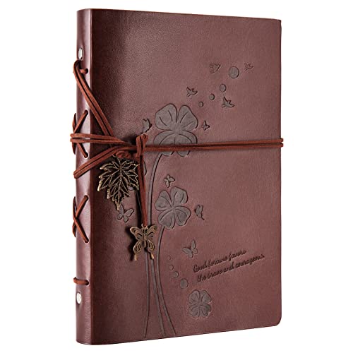 RongRao Notizbuch A5, Leder, Spiralbindung, 200 Seiten, Ringbuch, nachfüllbar, Skizzenbuch, dickes Papier, blanko, Softcover, Tagebuch für Erwachsene, Rezeptbuch zum Selbstschreiben, Bullet Journal, R