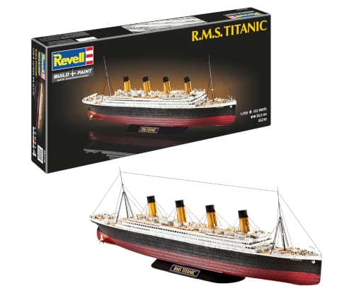 Revell 05210 Modellbausatz Schiff 1:700 - R.M.S. Titanic im Maßstab 1:700, Level 4, originalgetreue Nachbildung mit vielen Details, Kreuzfahrtschiff, 05210, merhfarbig, Weiß