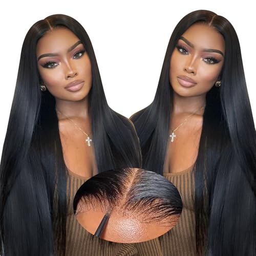 Oxeyegirl 22Zoll 9x6 Straight 200% Dicht menschliches Haar Wear and Go Glueless Wig Echthaar Perücke HD Lace Front Wig Human Hair Wigs Perücken Echthaar Damen No Glue Pre Plucked Pre Cut