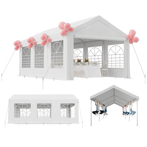 TRIUMPHKEY Partyzelt Pavillon 3x6 Wasserdicht Stabil, Gartenzelt UV Schutz 50+ 560g/m² PE-Plane, Festzelt Bierzelt Gartenpavillon für Garten, Party, Festival, Hochzeit, weiß