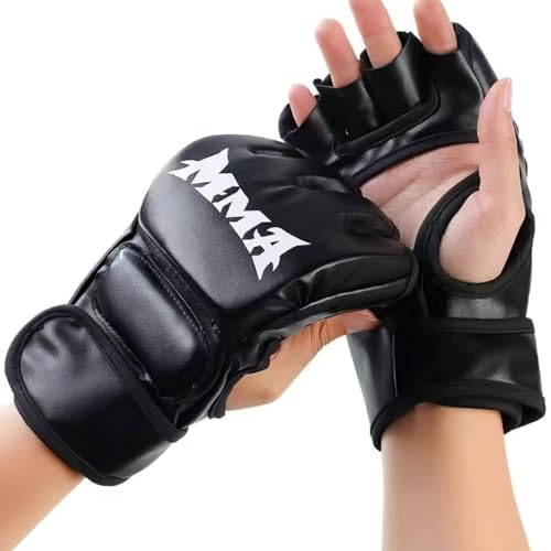 Unichefry Profi MMA Handschuhe, Grappling Sparring Training Halbfingerfäustlinge, Kickboxen Kampfsport Gepolstert Gloves, Boxhandschuhe für Männer und Frauen für Boxen