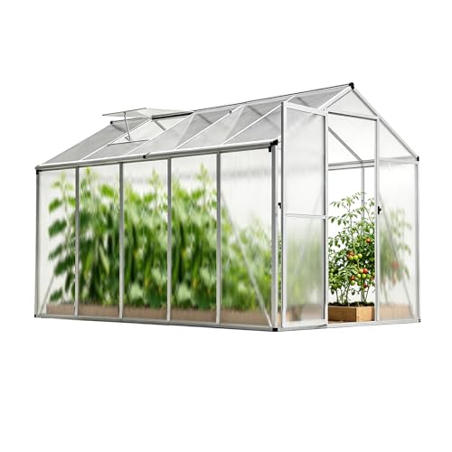 Gegaden Gewächshaus Aluminium für den Garten | 177*300*193 cm | Vielseitig nutzbar als Treibhaus Gartenhaus Winterfest Aufzucht Tomatenhaus Frühbeet und Pflanzenhaus Weiß