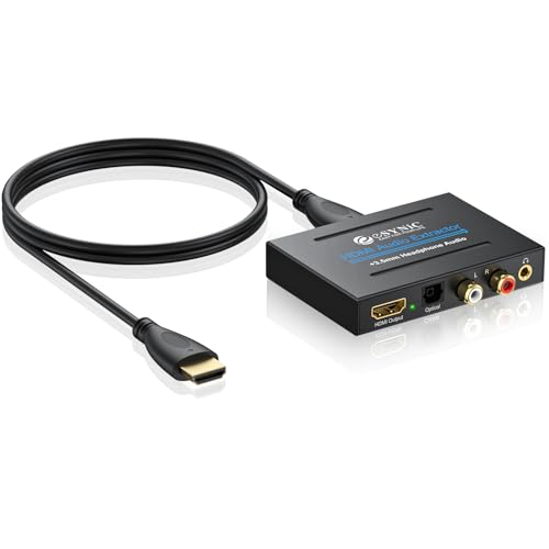eSynic Professioneller HDMI-Audio-Extraktor, 4K-HDMI-Optischer Adapter, Audio-Splitter mit SPDIF, L/R und 3,5 mm Ausgang für PCM2.0, Dolby, DTS5.1