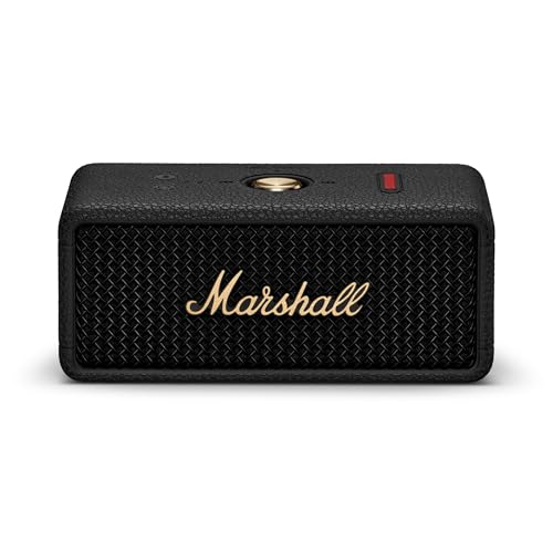 Marshall Emberton III tragbare Bluetooth Lautsprecher, kabellos, IP67 Staub und wasserfest, über 32 Stunden Spielzeit - Schwarz und Messing