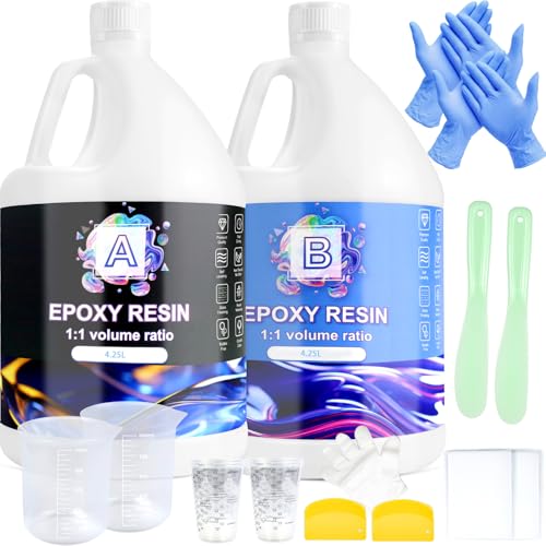 Ghguole Epoxidharz Set -8.5L Epoxidharz&Härter für Anfänger,Epoxy Gießharz for DIY,Art&Craft,Schimmelguss,Tischbeschichtung,Holz,Geschenk,Safe&Health