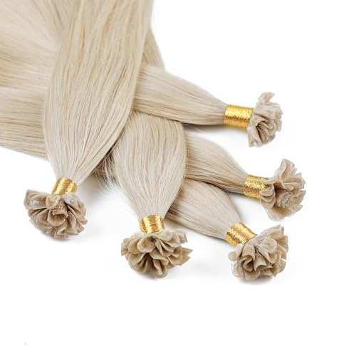 hair2heart Bonding Extensions Echthaar glatt 10/1 hellblond -lichtblond asch- 25 Strähnen 0.5g 30cm, Echthaar Extensions für langanhaltende Haarverlängerung