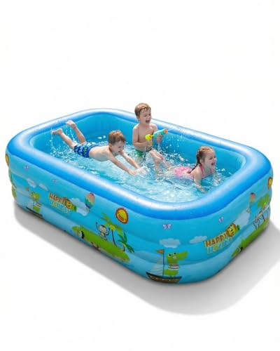 Aufblasbares Planschbecken, 210 * 135 * 60CM Planschbecken Kinderpool, Planschbeckens für Kinder, Aufblasbarer Kinderpool, Schwimmbecken, für Outdoor Garten