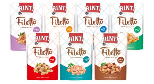 RINTI-Filetto Mix 28x100g (Bundle) | Nassfutter für Hunde im Frischebeutel | Proteinreiche Vollnahrung mit nur 3-4% Fett | Für Sensible Hunde, ältere Hunde oder Hunde mit Gewichtsmanagement