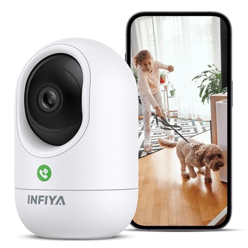 INFIYA Überwachungskamera Innen - 2K Kamera Überwachung Innen, Babyphone mit Kamera, WLAN Indoor Camera, Hundekamera mit APP, 2-Wege-Audio, Automatische Verfolgung, Nachtsicht, Bewegungserkennung