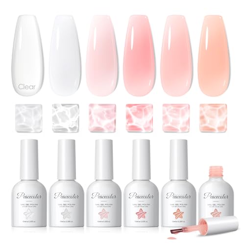 PEACECOLOR Aufbaugel für Gelnägel 10ML 6 Farben Rubber Base Gel