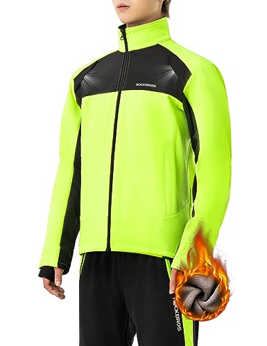 ROCKBROS Fahrrad Jacke Winter Thermo Fahrradbekleidung Softshelljacke Hohe Sichtbarkeit & Winddicht Fahrradjacke für Outdoor-Aktivitäten wie Radfahren, Wandern, Klettern Damen/Herren L