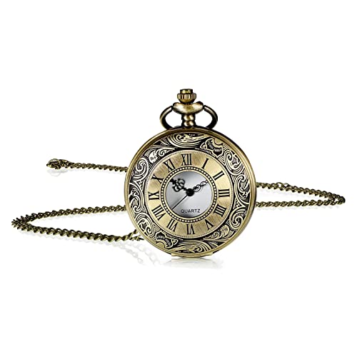 Cerioll Vintage Taschenuhr, Taschenuhr Herren, Vintage Römische Ziffern Skala, mit Kette