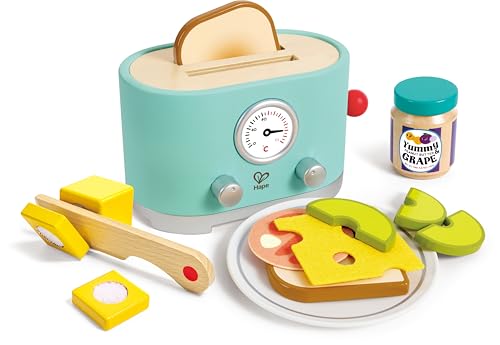 Hape Pop-up-Toaster-Set Kling - Timer & Zubehör, realistisches Spielen, Küchenspielzeug für Kinder, realistischer Spielzeug Toaster mit Pop-up Funktion, Rollenspiel & Lernspielzeug, ab 24 Monaten