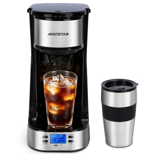 Aigostar Filterkaffeemaschine mit Thermobecher 420ml 24h Timer LCD 700W
