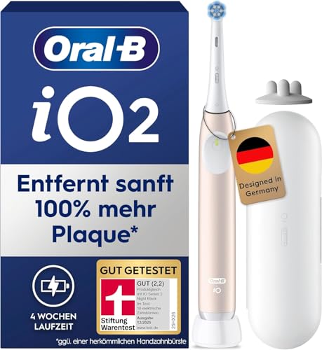 Oral-B iO Series 2 Elektrische Zahnbürste — Electric Toothbrush, Inkl. 1 Aufsteckbürste, Reise-Etui — 3 Putzmodi für Zahnpflege, GUT GETESTET (2,2) von STIFTUNG WARENTEST, Designed by Braun, Pink
