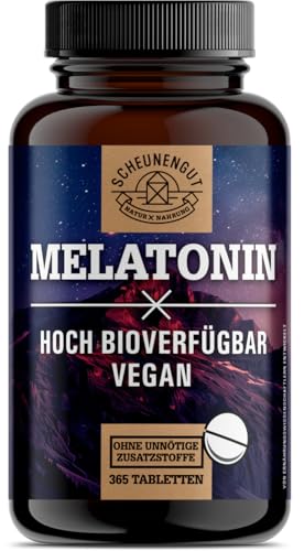 Melatonin Tabletten 365 Stk -0,5mg je 1/2 Tablette- WICHTIG: 0.5mg bioaktives Melatonin Hochdosiert je 1/2 Tablette -Optimaler Schlafkomplex- Laborgeprüft und Vegan DE SCHEUNENGUT®