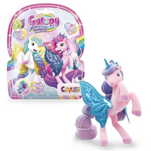 GALUPY Rainbow Unicorn - Einhorn Spielzeug zu Sammeln, Einhorn Figuren mit Glitzerflügeln & Swarovski Kristal - Pferde Spielzeug mädchen