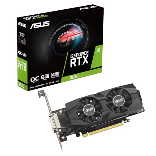 ASUS GeForce RTX 3050 LP BRK OC Edition 6GB GDDR6 Gaming Grafikkarte (Nvidia RTX3050, PCIe 4.0, 1x DVI-D, 1x HDMI 2.1, 1x DisplayPort 1.4a, RTX3050-O6G-LP-BRK)