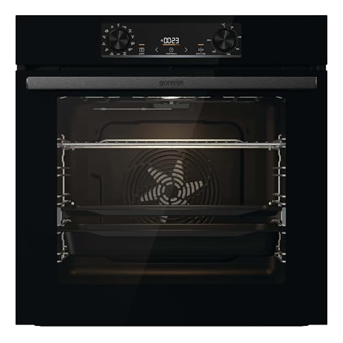 Gorenje 738415 OptiBake BOS 6737 E13BG Einbau-Backofen / 77L / Heißluft/ExtraSteam/GentleClose & Open/Bratenthermometer/AirFry/Pizzamode 300°C/PerfectGrill/ChildLook/Teleskopauszüge/schwarz