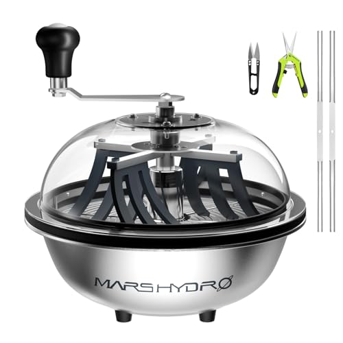 MARS HYDRO Bud Bowl-Trimmer 33 cm, Schüssel Trimmer mit Durchsichtiger Haube & Wechselbaren Edelstahlklingen, Nass-/Trockenschneiden für Knospen, Kräuter, Blumen & Hydroponik Pflanzen