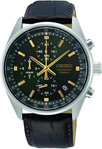 Seiko Herren-Uhr Quarz Edelstahl mit Lederband SSB385P1