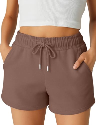 ROSS CAMP Kurze Hose Damen – Shorts Damen Sommer, Kurze Sporthose Laufshorts, Trainingshose Women Hosen Kurz Laufhose (Taupe, M)